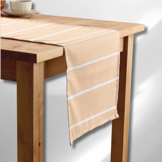 Peachy Pink and White Thin Horizontal Striped Short Table Runner (Creator Uploaded)