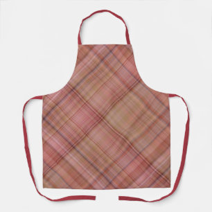 Peachy Pink, Beige, and Brown Rustic Country Plaid Apron