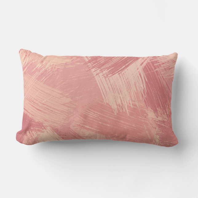 Peachy PInk Brush Strokes | Abstract Lumbar Cushion (Front)