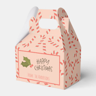 Peachy Pink Christmas Candy Canes Favour Box