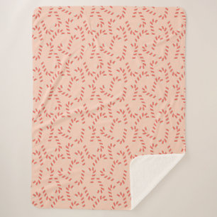 Peachy Pink Christmas Candy Canes Sherpa Blanket