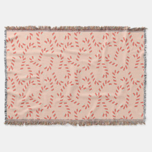 Peachy Pink Christmas Candy Canes Throw Blanket