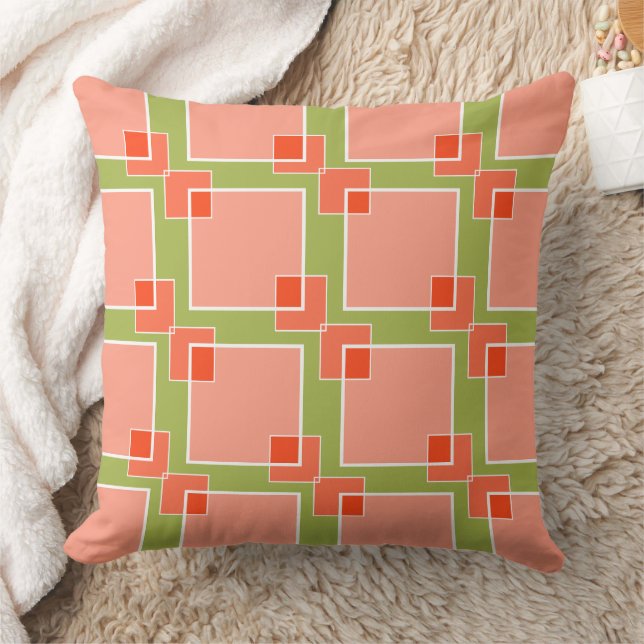 Peachy Pink Colors in Olive  Cushion (Blanket)