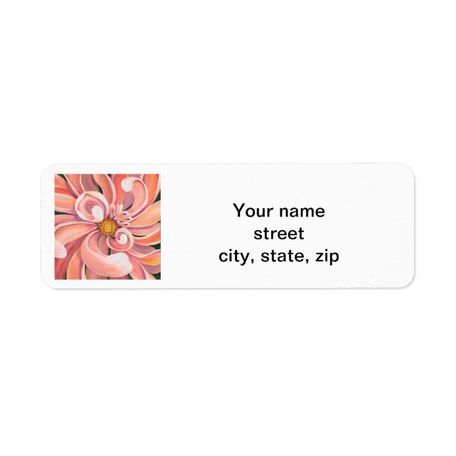 Peachy Pink Dahlia - Return Address Label (Front)
