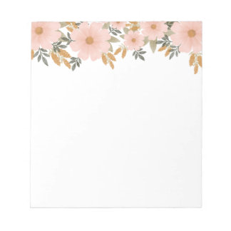 Peachy Pink Fall Floral Notepad
