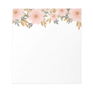 Peachy Pink Fall Florals Notepad