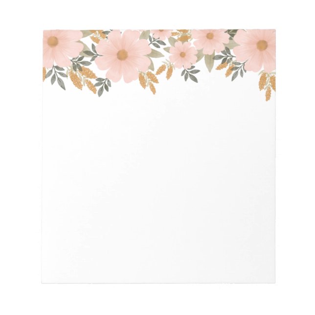 Peachy Pink Fall Florals Notepad (Front)
