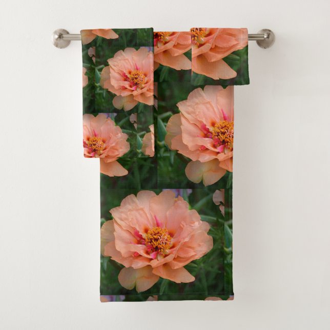 Peachy Pink Floral Bath Towel Set (Insitu)
