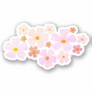 Peachy Pink Flowers Graphic with Watercolor Effect