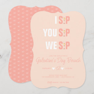 Peachy Pink Galentine's Champaign Brunch Invite