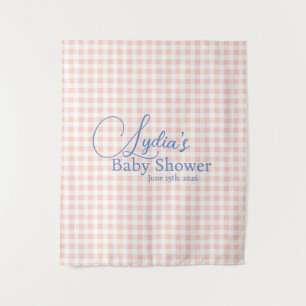 Peachy Pink Gingham Check Peel and Stick Wallpaper Tapestry
