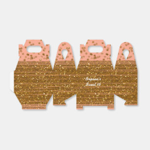 Peachy Pink & Gold Confetti Dots Favour Boxes