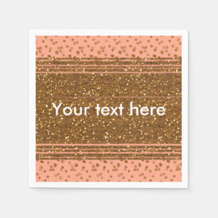 Peachy Pink & Gold Confetti Dots Party Napkins