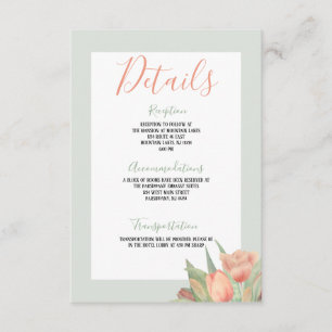 Peachy Pink & Mint Spring Tulips Enclosure Card