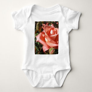 Peachy Pink Rose Baby Bodysuit