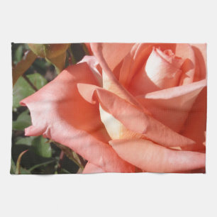 Peachy Pink Rose Tea Towel
