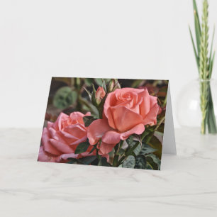 Peachy Pink Roses Note Card