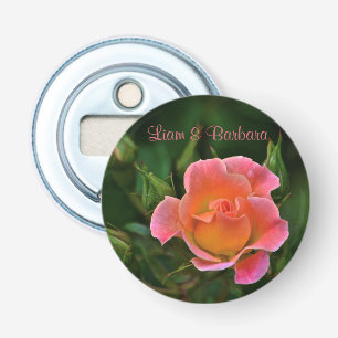 Peachy Pink Wedding Rose Bottle Opener