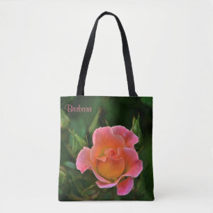 Peachy Pink Wedding Rose Tote Bag