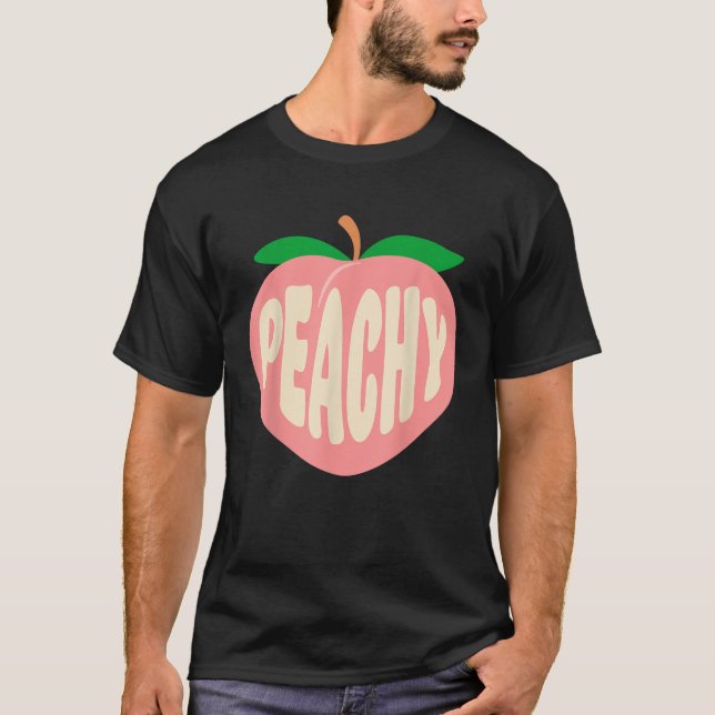 Peachy Retro 70s Georgia Peaches Summer Fruit T-Shirt (Front)