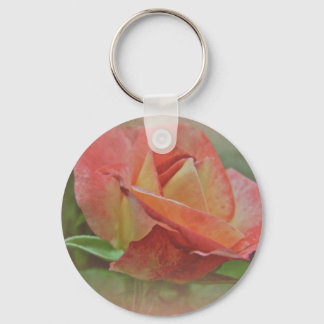 Peachy Rose Blossom Key Ring