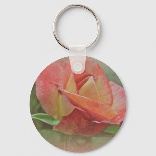 Peachy Rose Blossom Key Ring (Front)
