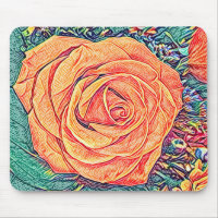 Peachy Rose watercolor and pencil Art