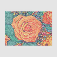 Peachy Rose watercolor and pencil Art