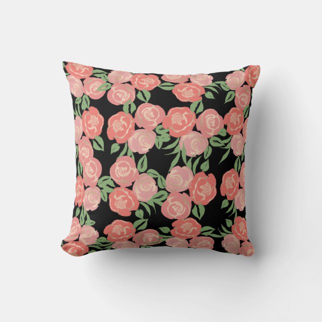 Peachy Roses Pillow (Front)
