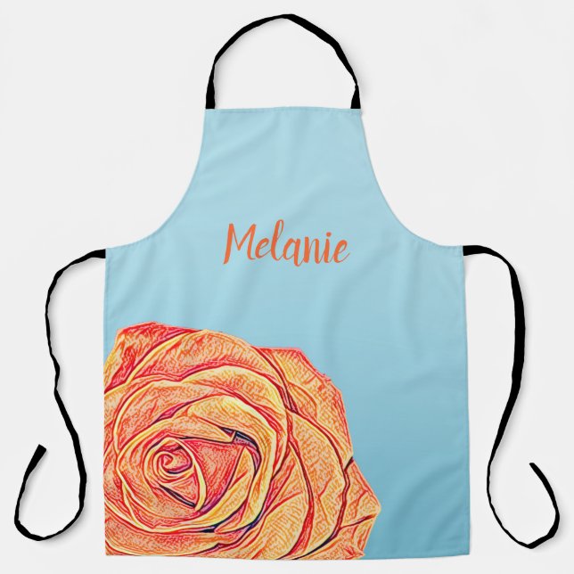 Peachy Tangerine Rose Apron (Front)