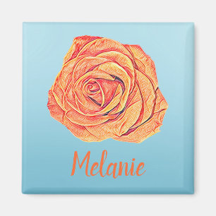 Peachy Tangerine Rose Magnet