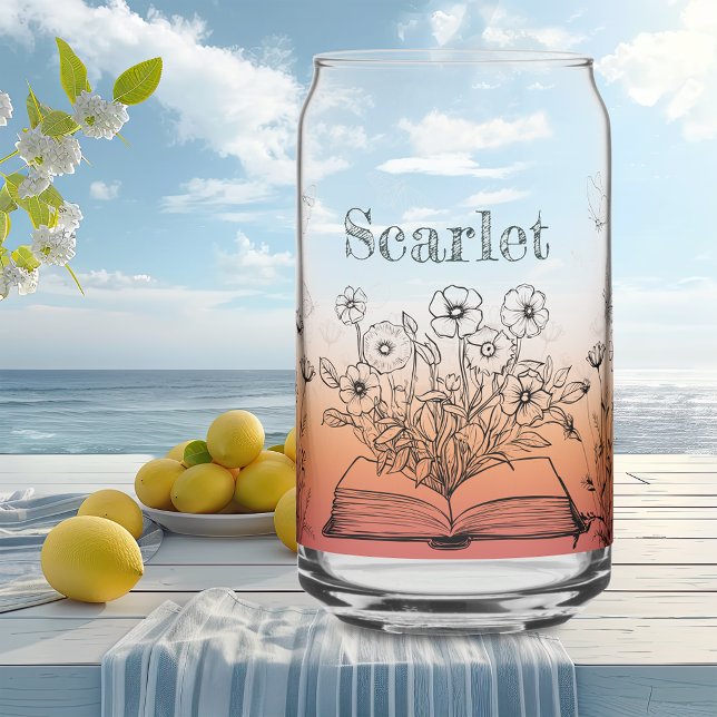 Peachy Wildflowers and Butterflies Can Glass (Creator Uploaded)