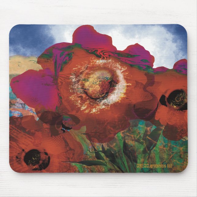 Peacin' Poppies Mouse Pad (Front)