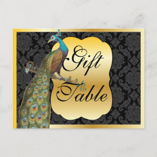 Peackcock Gold Gift Table Sign Postcard