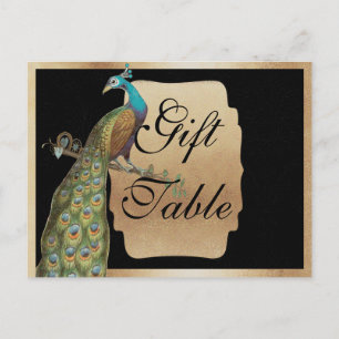 Peackcock Gold Gift Table Sign Postcard