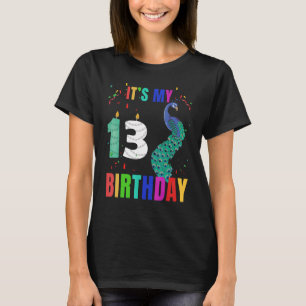Peacock 13th Birthday  Cute Birds Animal  Graphic T-Shirt