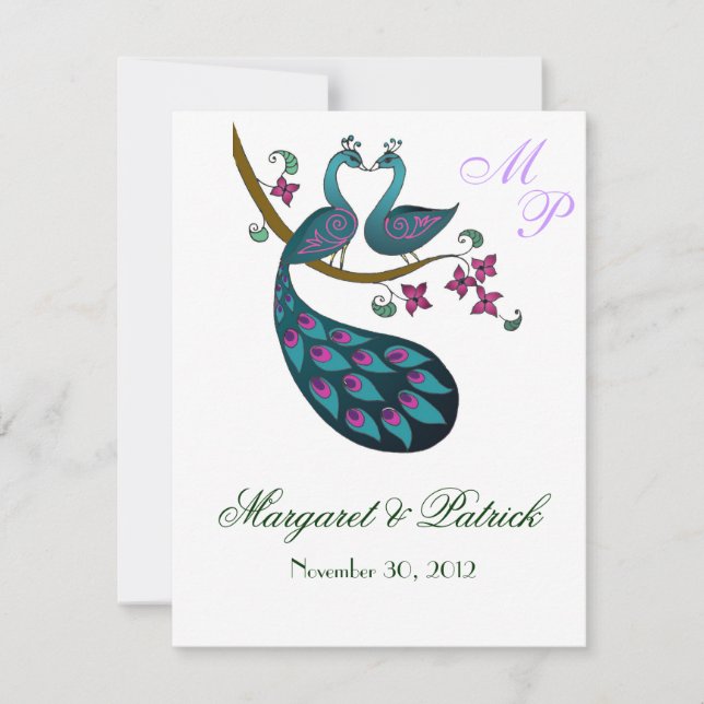 Peacock -1 Save the Date notecard (Front)
