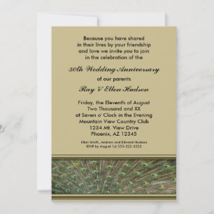 Peacock 50th Anniversary Party Invitations