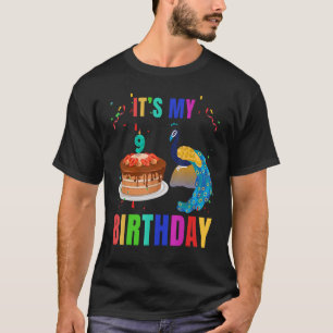 Peacock 9th Birthday Cute Birds Animal Graphic T-Shirt