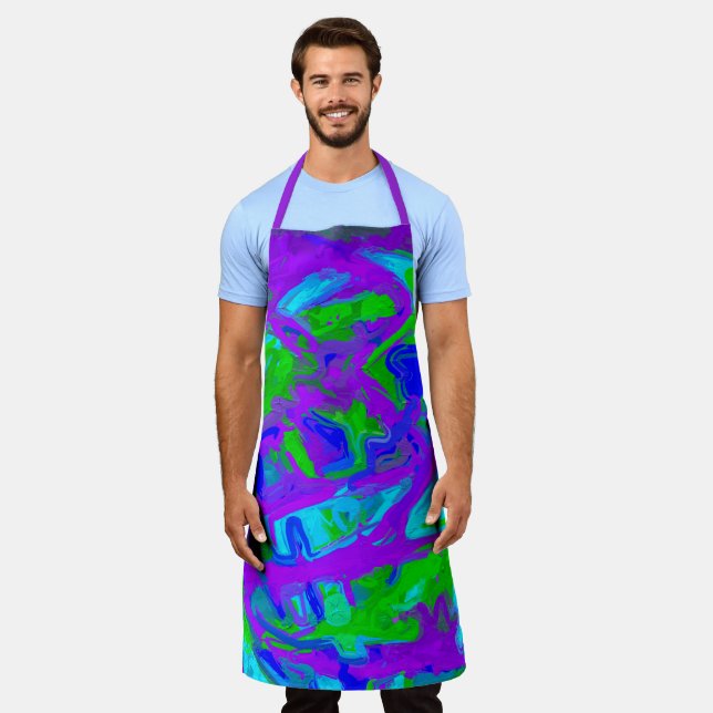 Peacock Abstract Watercolors Apron (Worn)