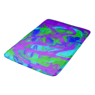 Peacock Abstract Watercolors Bath Mat