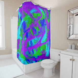 Peacock Abstract Watercolors Shower Curtain