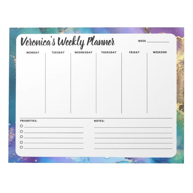 Peacock Abstract Weekly To Do List Notepad Planner (Front)