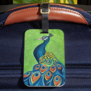 Peacock Acrylic Luggage Tag