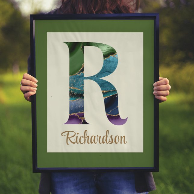 Peacock Agate Letter R Personalised  Poster (Creator Uploaded)