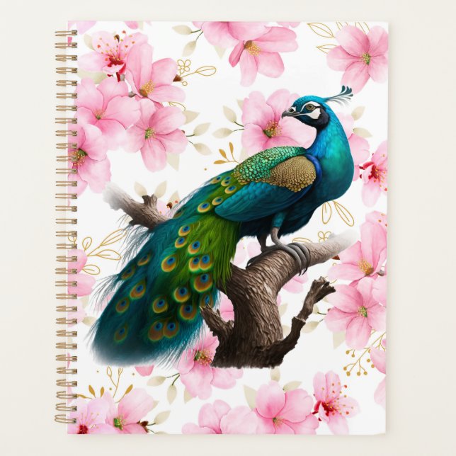peacock and cherry blossom planner (Front)