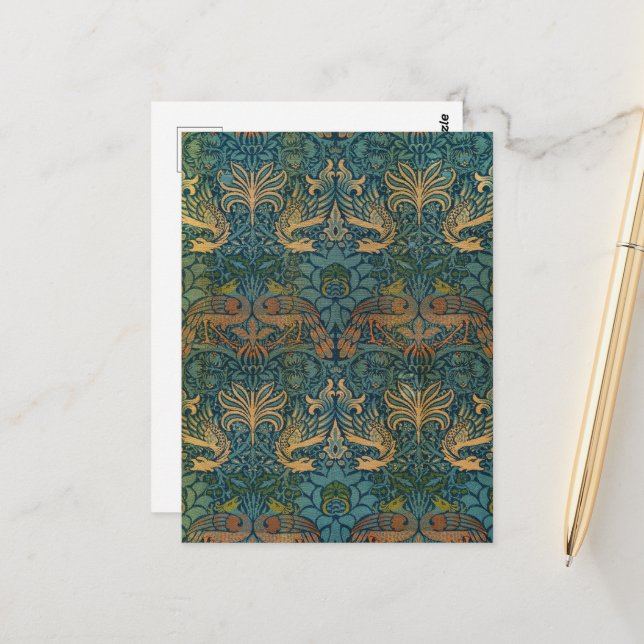 Peacock and Dragon, 1878 by William Morris Postcard (Front/Back In Situ)
