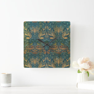 Peacock and Dragon, 1878 by William Morris Square Wall Clock