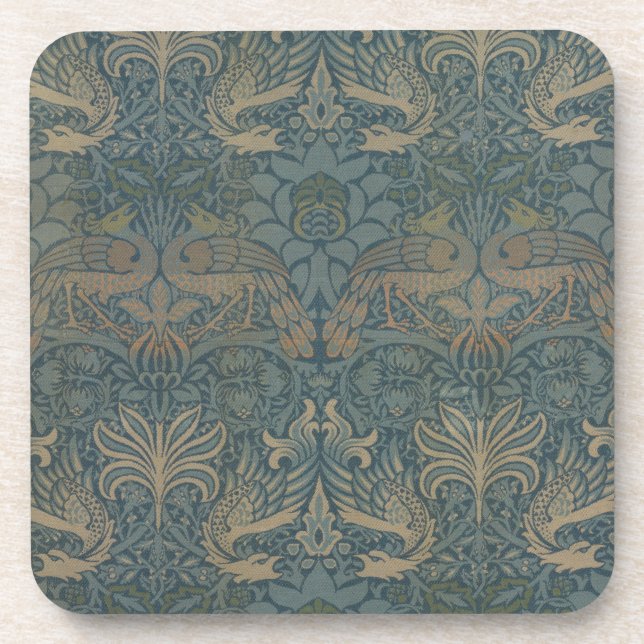 Peacock and Dragon by William Morris Coaster (Front)