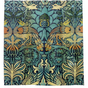 Peacock And Dragon William Morris Shower Curtain